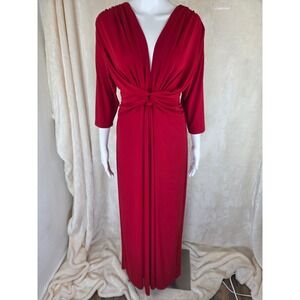 Love Squared Red V-Neck Twist Front Maxi Dress 1X K112H2419M Plus Size